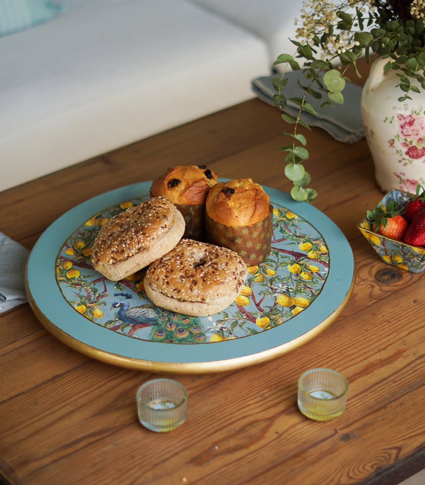 Tabla giratoria Pavo Real & Limones