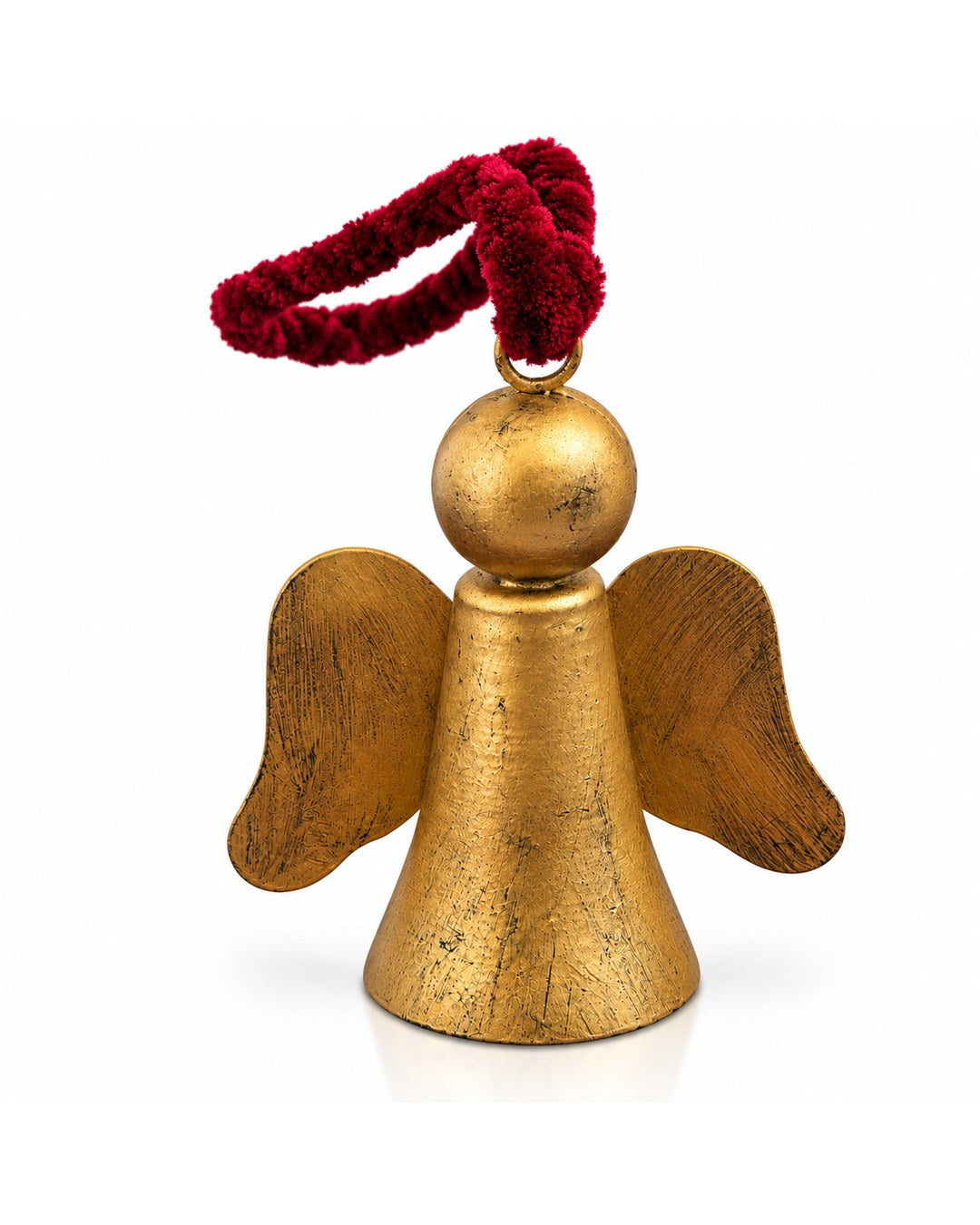 Angelito de la Guarda mini de latón antiguo con cordón granate