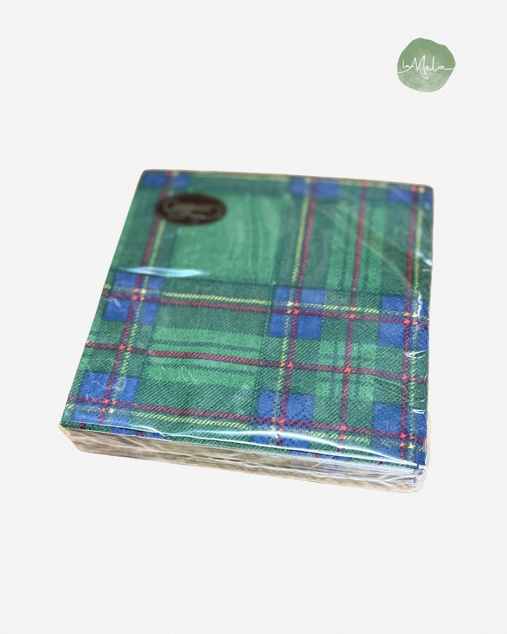 Servilletas de papel Escocés Verde, cuadro escocés verde con azul y rojo, foto de estudio