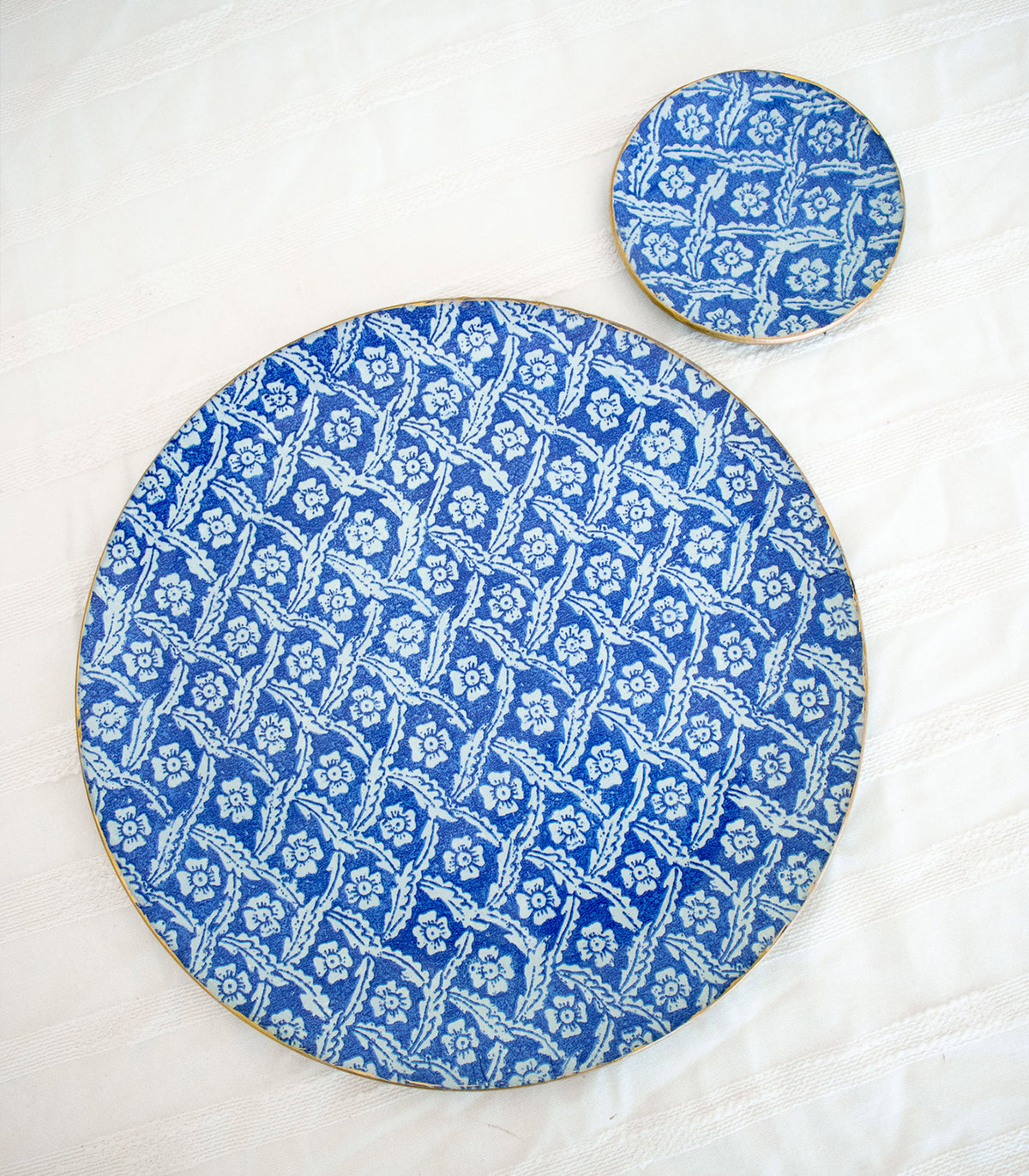 Pack Flores Azules: bajoplato + platitos del pan