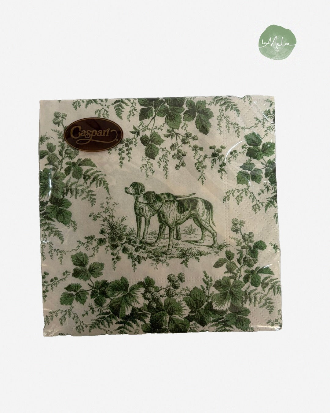 Servilletas de papel Perros Finca, toile verde con perro de caza, foto de estudio