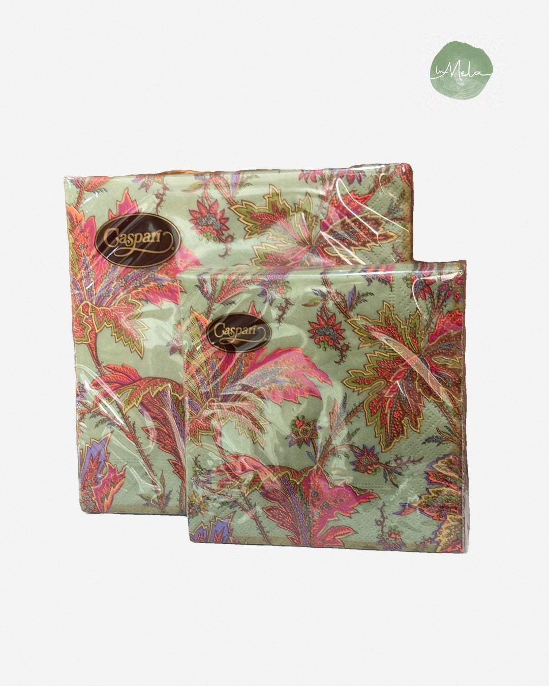 Servilletas de papel Preysler Verde, floral en rosas sobre verde salvia, foto de estudio