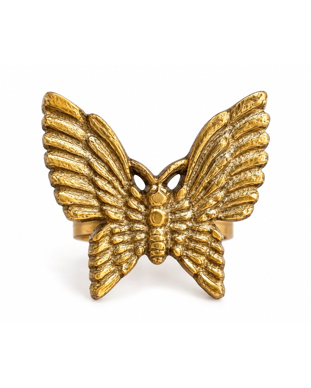 Servilletero Mariposa de metal dorado, vista frontal