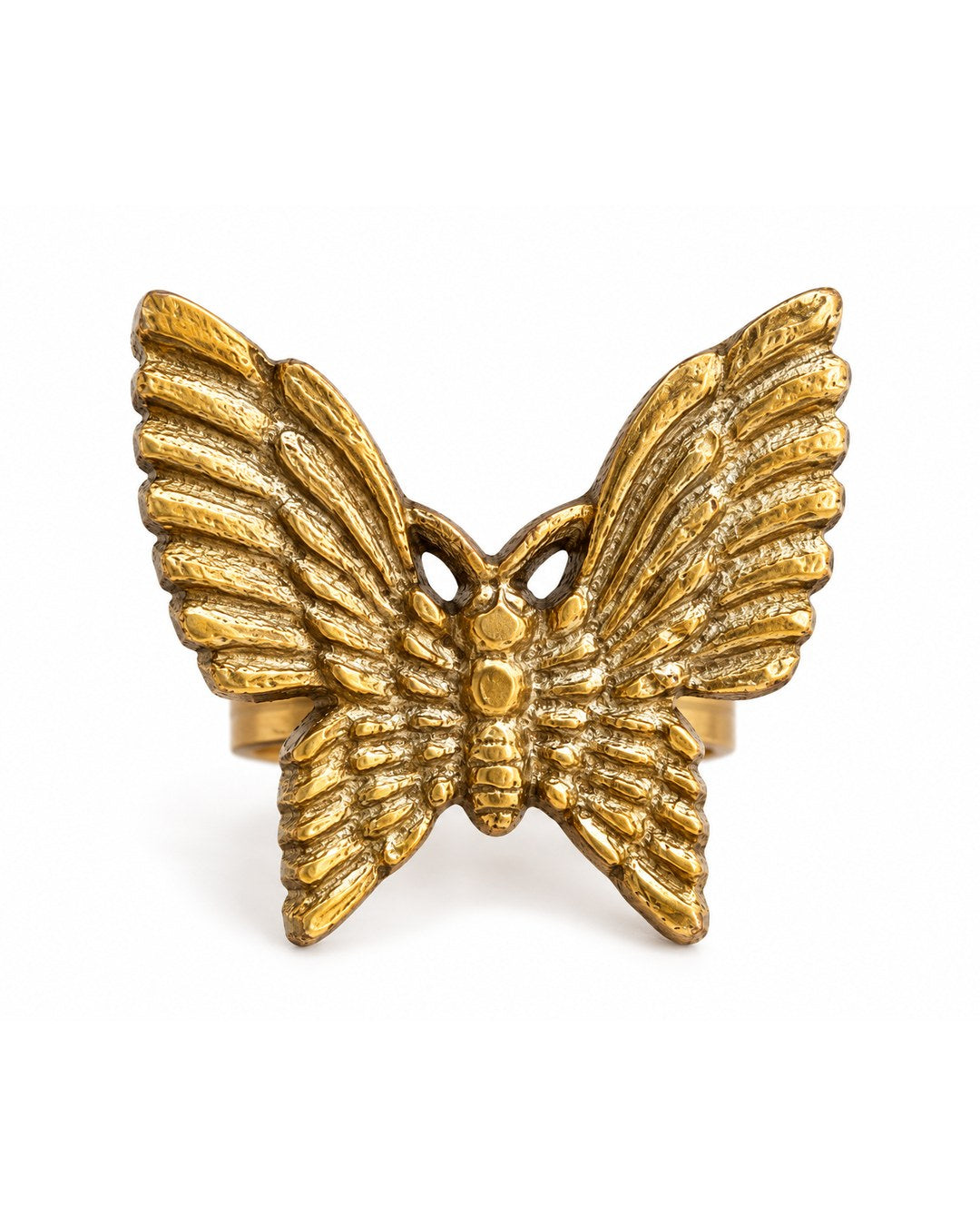 Servilletero Mariposa de metal dorado, vista frontal
