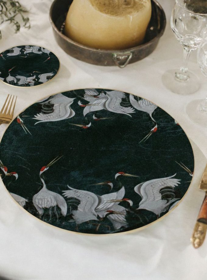 Plato Redondo Pájaros Negros