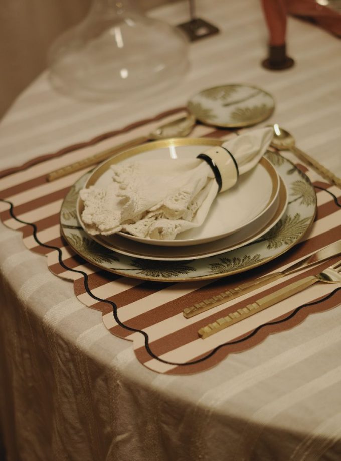 Individual de Rayas Marrón